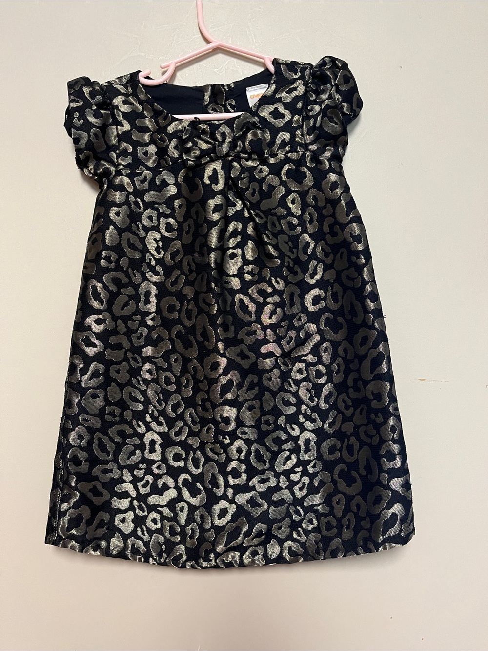 Gymboree Black Dress with Silver Leopard Metallic Print